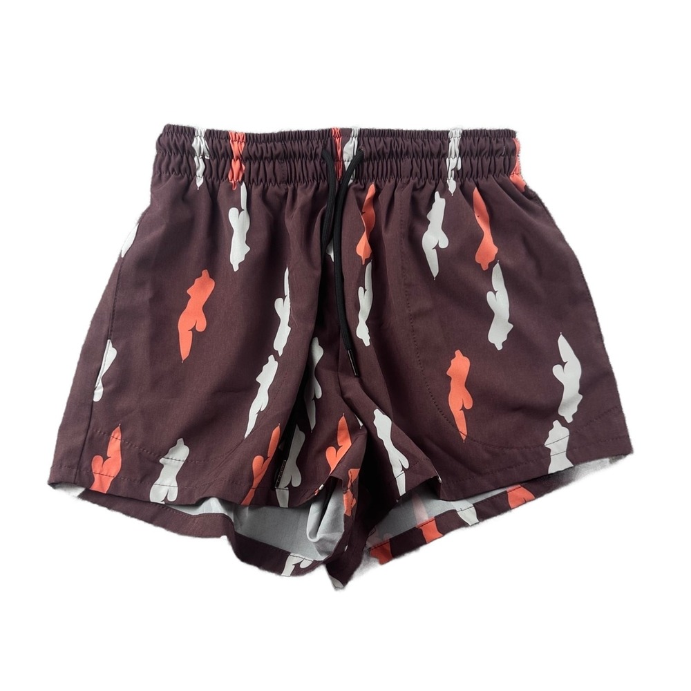Inamorata Shorts Men S Brown Solana Shortboard Abstract Zip Sporty Surf Vacation